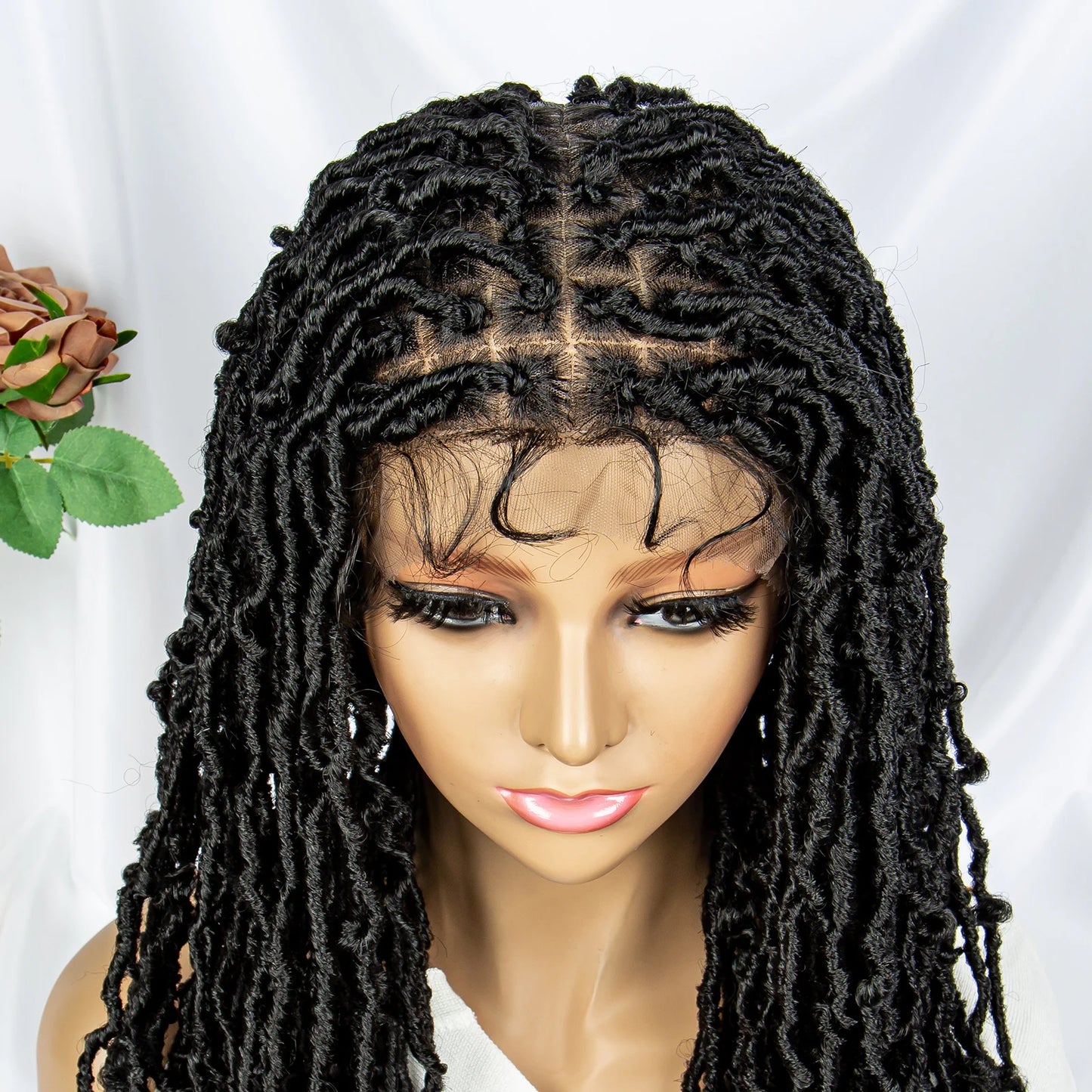 Full Lace Braided Wigs Synthetic Lace Front Wig Braid Faux Locs Wigs African With Baby Hair Braided Dreadlocks Wigs