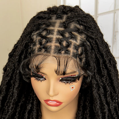 Synthetic Knotless Locs Braided Wigs for Black Women with Baby Hair Full Double Lace Braiding Wig Faux Locs Cornrow Braids Wig