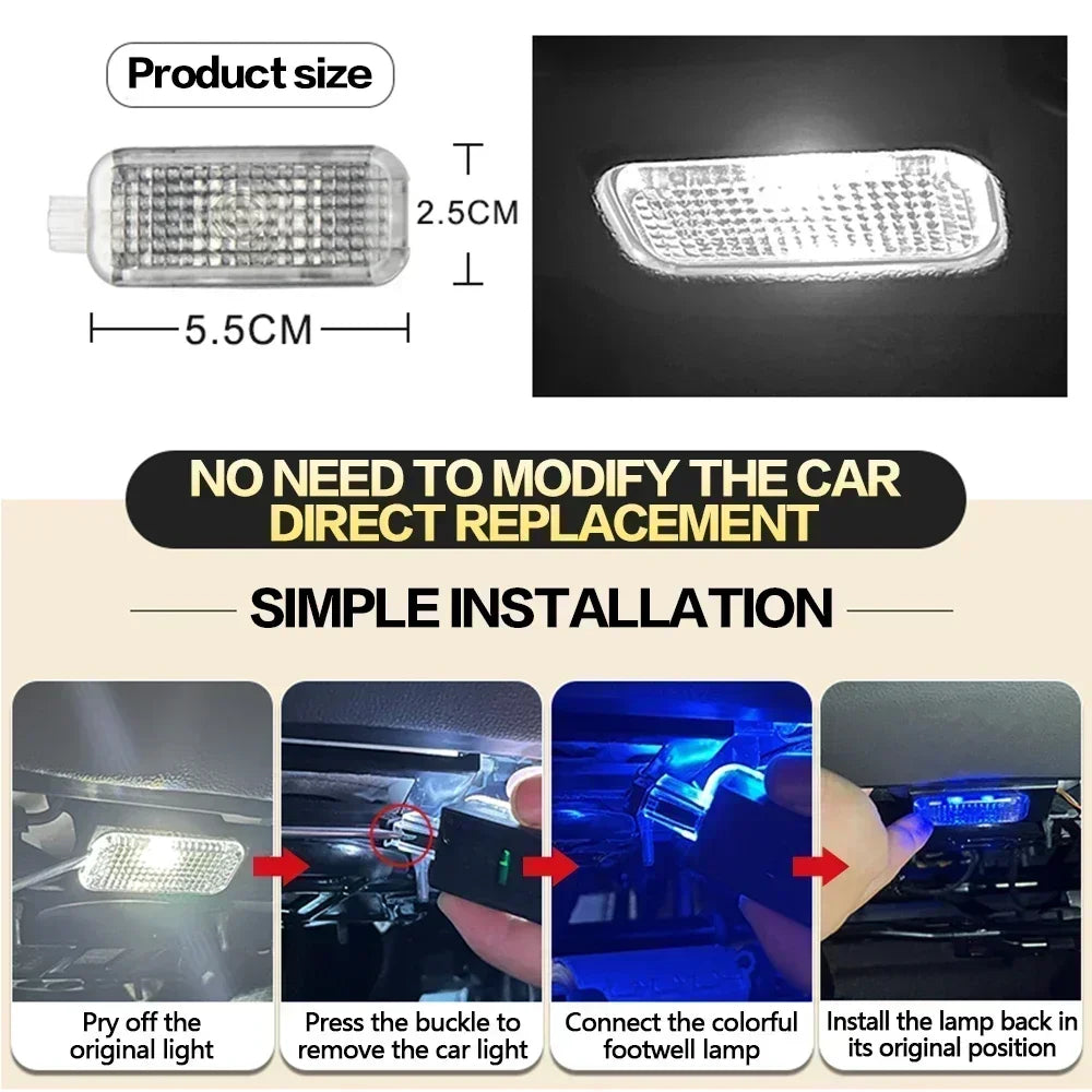 New LED Car RGB Footwell Lamp Interior Decoration Atmosphere Light Decorative For Audi VW Skoda Seat Porsche Auto Accessories