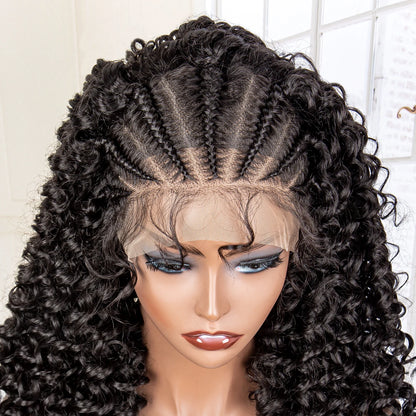 Synthetic Lace Frontal Water Curly Wave Braides 16 Inches Braiding Wigs with Baby Hair