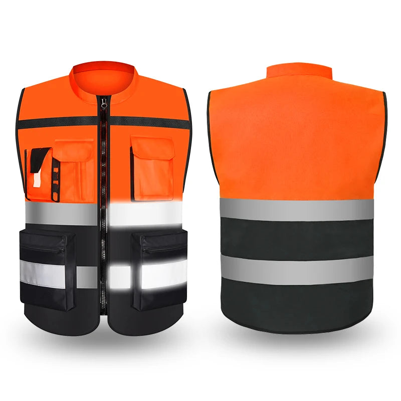 High Visibility Multi Pocket Oxford Fabric Reflective Safety Vest Customized Logo For Night Riding Reflective Vest