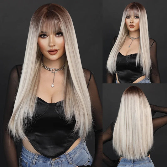 26" 9Color Long Ombre mix Blonde Brown Body Wavy  Party Cosplay Wig