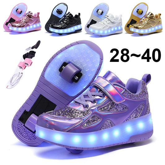 Zapatillas de patín luminosas para niños.