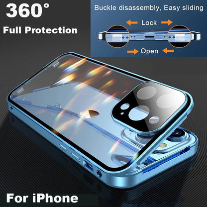 360°Full Protection Metal Magnetic Snap Lock iPhone Case