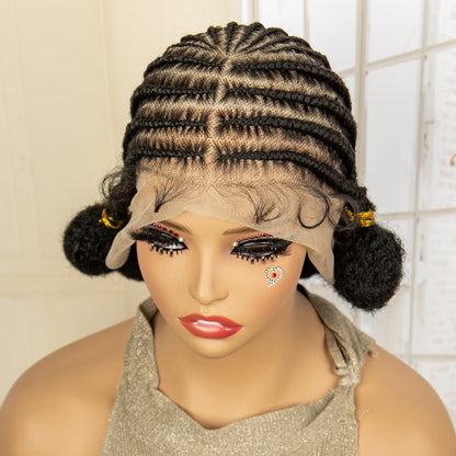 Synthetic Full Lace Bantu African Knotless Box Braids Wig Lightweight Lace Frontal Braiding Wig