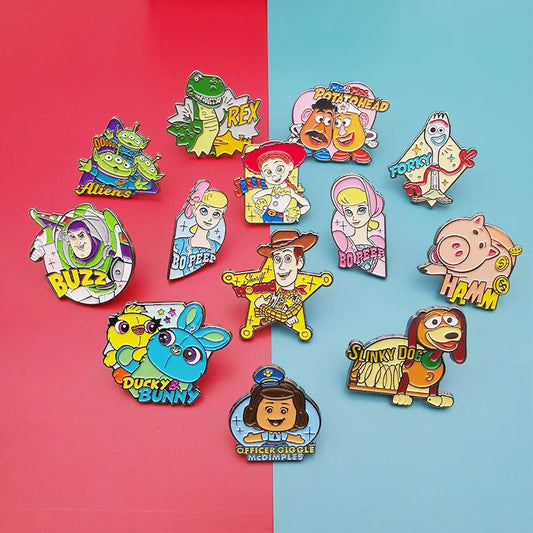 Disney Toy Story Woody Buzz Lightyear Enamel Pin Funny Brooch Cartoons Badge for Bags Jeans Hoodies Denim Lapel Pin Jewelry Gift