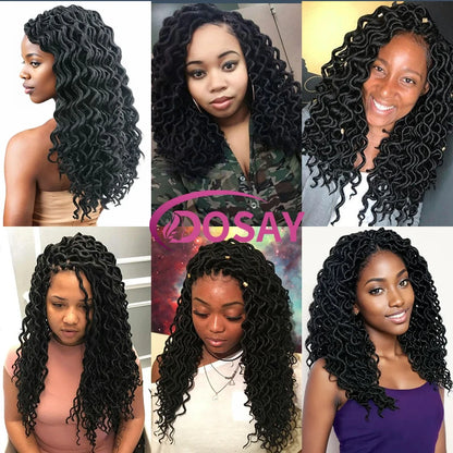 Synthetic 22 Inch Twist Braided Wig Knotless Extensions Long Braid Wig With Wavy End Full Lace Faux Locs Crochet Box Braids Wigs