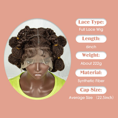 New Synthetic Full Lace Short Bantu Braided Wig