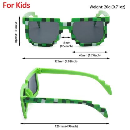 New Fashion Sunglasses Retro Gamer Robot Sunglasses Pixel Mosaic Sunglasses Birthday Party Cosplay Favors for Kids and Adults