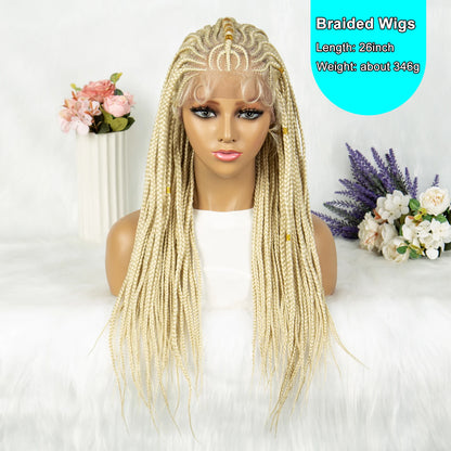 Synthetic Lace Front Synthetic Box Braided Wig Braids Wig Knotless African Braiding Wig With HairCorrow Braided Wigs