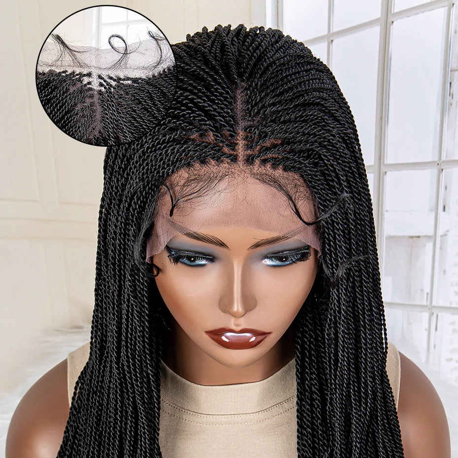 Synthetic Twist Braided Wigs 13x4 Lace Frontal Synthetic Braiding Hair for Black Women Daily Use 30 Inches Braiding Wigs