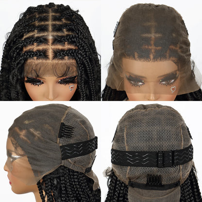 20 Inches Boho Braided Wigs Synthetic Full Lace Knotless Box Braided Wigs with Curly