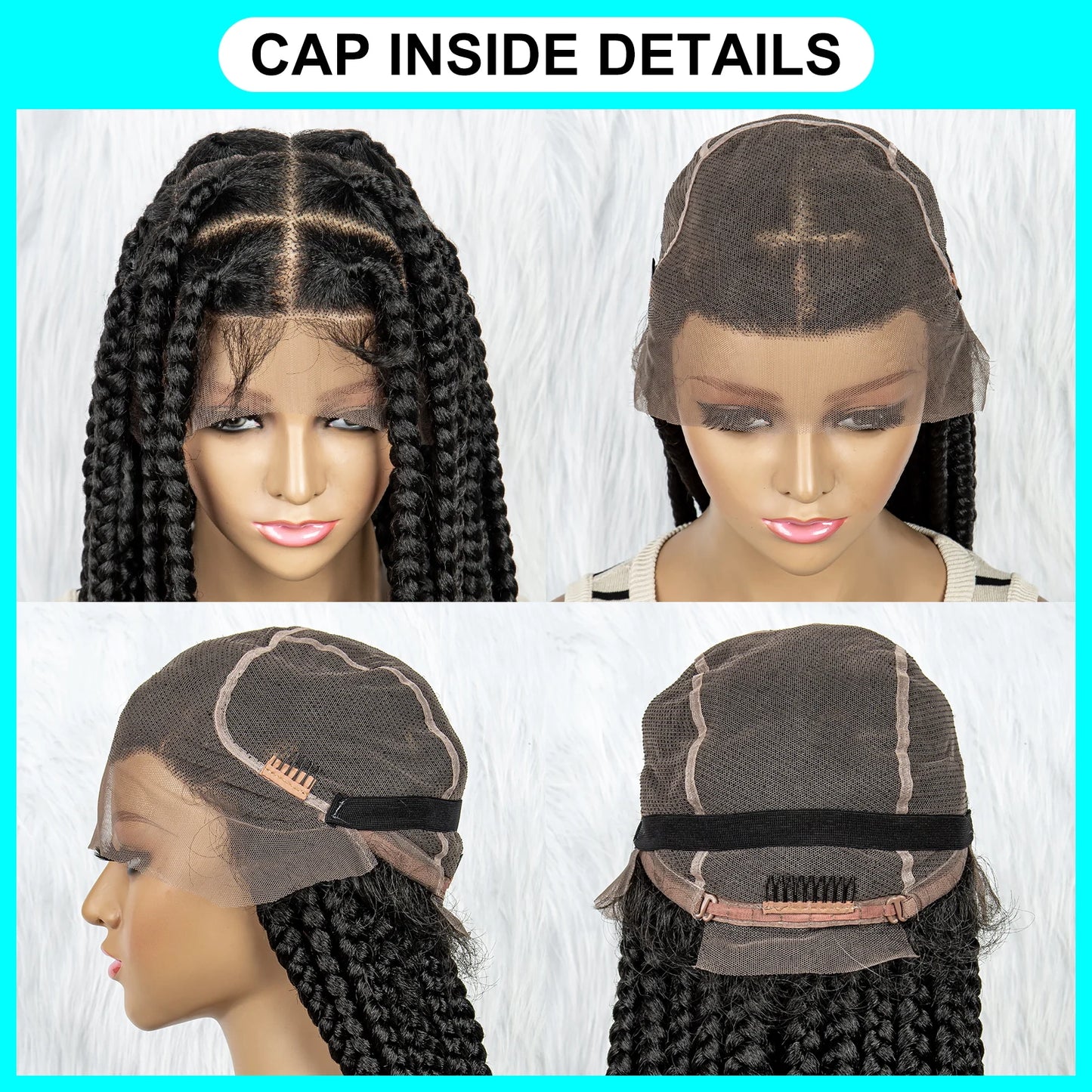 HD Full Synthetic Lace Braided Big Square Knotless Box Braids With Baby Hair