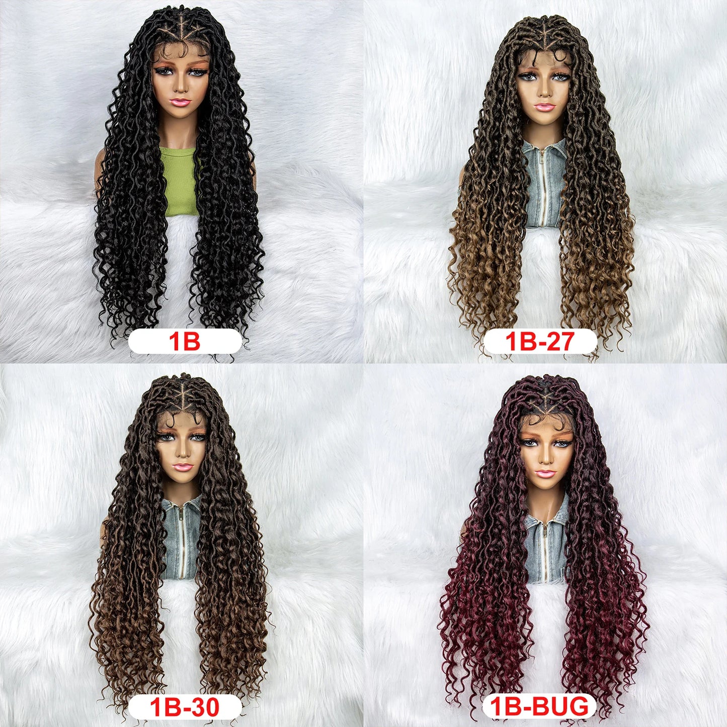 Synthetic Full Lace Box Water Wave Wavy Braids