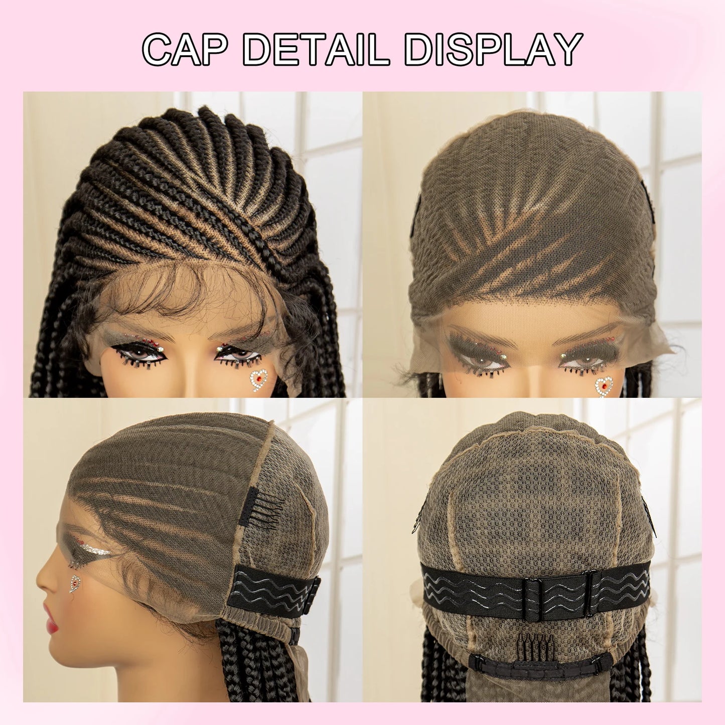 36 Inches Synthetic Full Lace Braided Wigs with Baby Hair Cornrow Twist Knotless Box Braid Wig