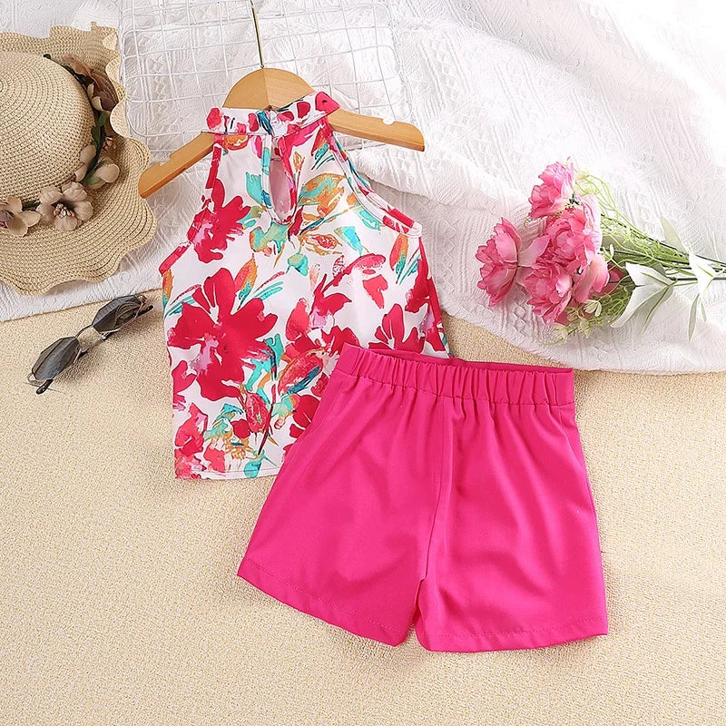 Conjunto de verano con top y pantalones cortos para niños pequeños