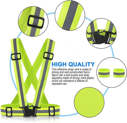 Reflective Vest with Reflector Bands Reflective Running Gear for Men and Women Night Walking Biking Safety Straps Universal