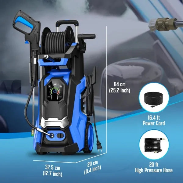 Electric Pressure Washer 4500 PSI 3.2 GPM Touch Screen Adjustable Pressure,4 Nozzles and 500ml Foam Cannon Power