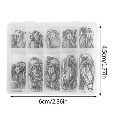 Saltwater Fish Hook Set 100pcs High Carbon Steel River Fishing Hooks Fish Gear Equipment Fishing Supplies For Men Women