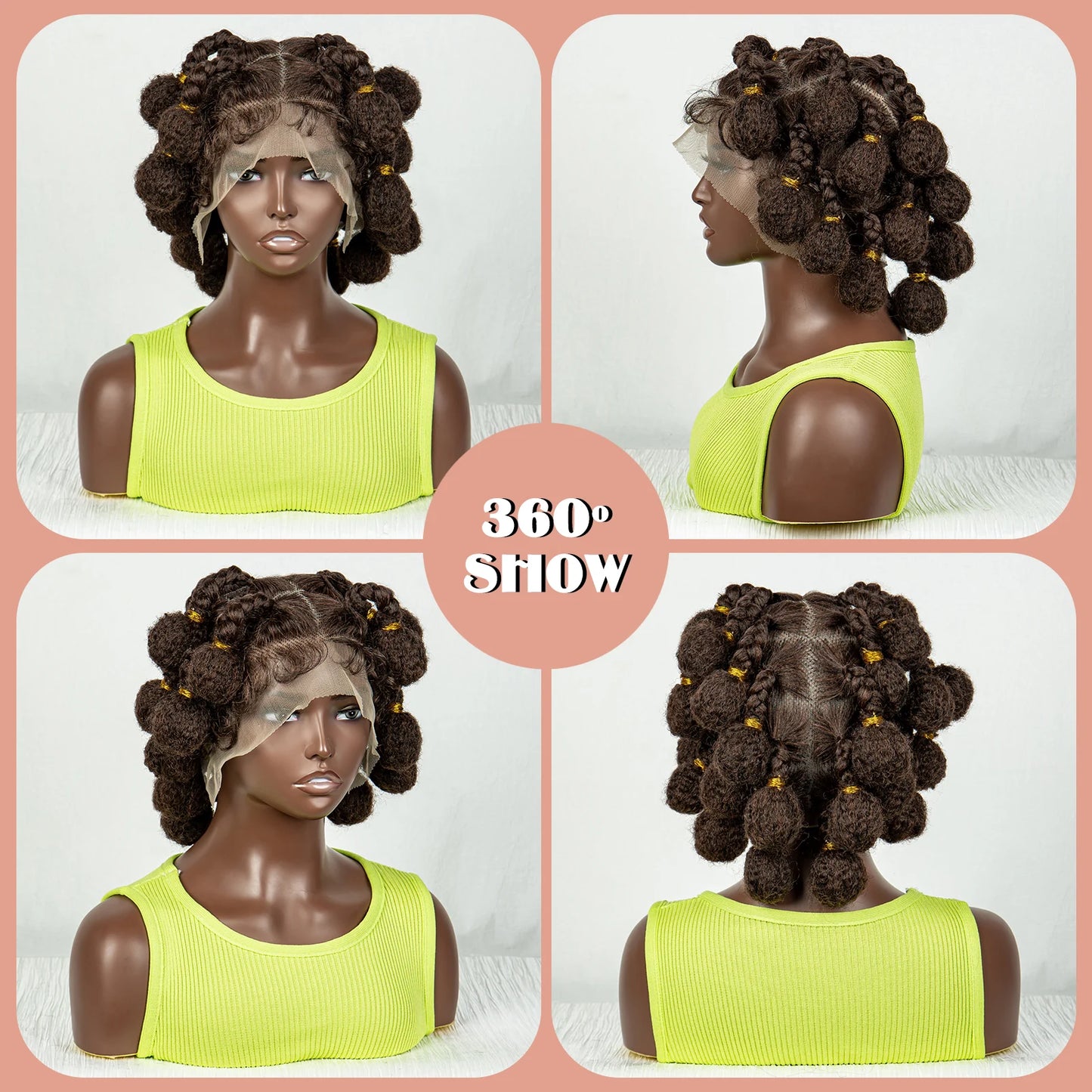 New Synthetic Full Lace Short Bantu Braided Wig