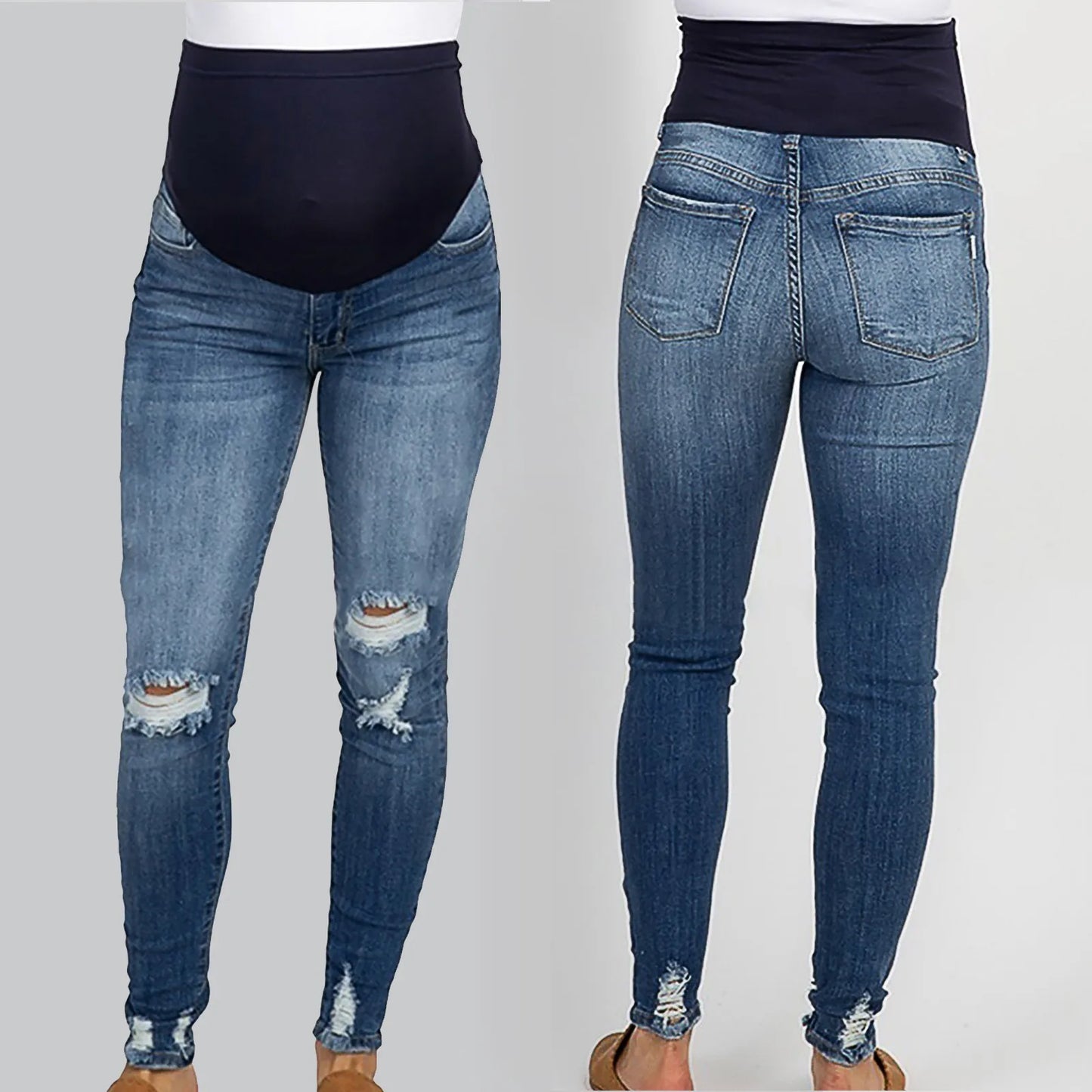 Pantalones vaqueros de maternidad con cintura alta y pantalones pitillo ajustados