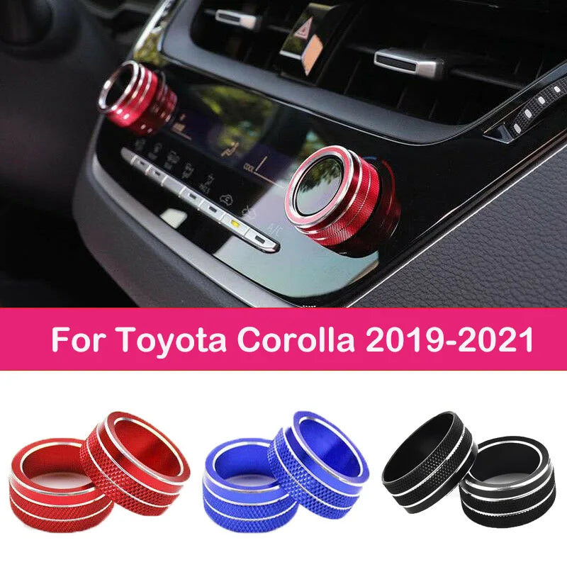 2Pcs Car AC Climate Control Knob Trim Button Cover For Toyota Corolla 2019 2020 2021 Auto Accessories Car AC Control Knobs Ring