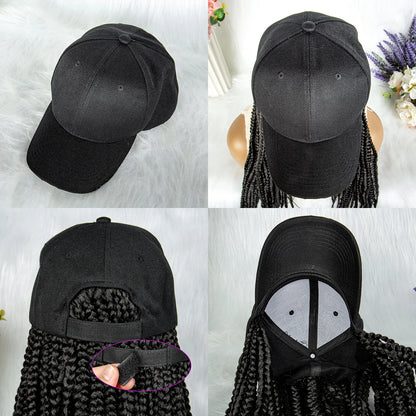 Synthetic Thick Braids With Adjustable Cap Box Braided Wig Cap Synthetic Hair Extension Braiding Braids With Baseball Cap