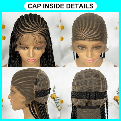 KIMA Synthetic Cornrow Box Braided Wig Full Lace Wigs Stitch Braids with Baby Hair for Black Women