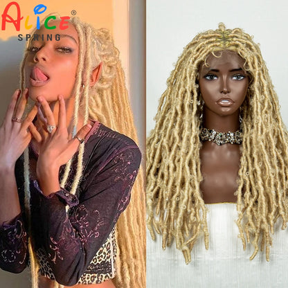 613 Blonde Butterfly Locs Synthetic Full Lace Braid Wig Crochet Faux Locs Braids