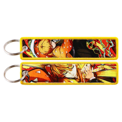 Demon Slayer Keychain Anime Figure Kamado Nezuko Kamado Tanjirou Canvas Pendant Decoration Key Ring for Man Kids Accessories