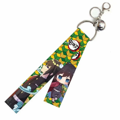 Anime Demon Slayer Kamado Tanjirou  Nezuko Cosplay Backpack hangings for students Double-sided pattern streamer key chain