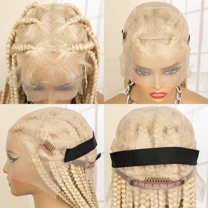 Synthetic Full Lace 613# Blonde Braided WigsKnotless Box with Baby Hair