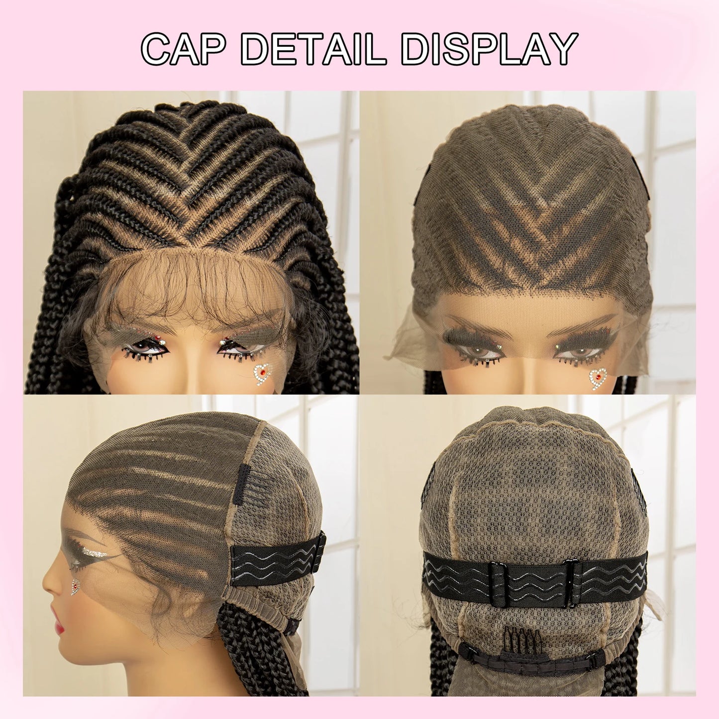 Synthetic Full Lace Box Braid Wig with Baby Hair 36 Inch Transparent Lace Back Knotless Braids Wig