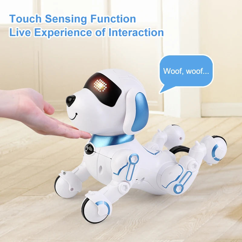 ZWN RC Robot Electronic Stunt Dog Toys Voice Command Programmable Touch-sense With Music Song Robot Dog for Children's Gifts