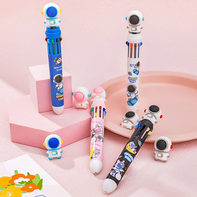 10 Colors Cartoon Astronaut Ballpoint Pen School Office Supply Stationery Papelaria Escolar Multicolored Pens Kawaii Stationery