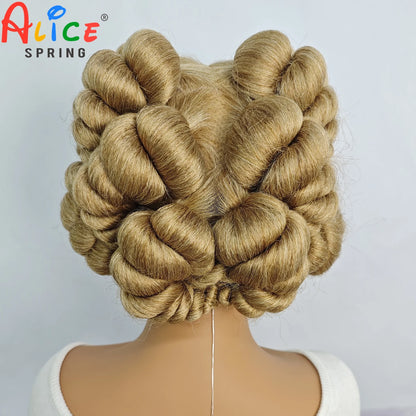 Transparent Full Lace Braided Wigs Short Cute Handmade Bantu Synthetic Braided Lace Wigs For Black Women Knotless Braids Wigs