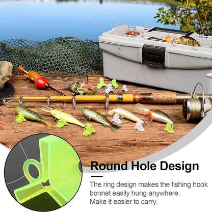 50Pcs/Lot Durable Protector Caps Fishing Out Hook Cover Safety Treble Fish Gear Lightweight Accessories with Slots Sleeves Tools