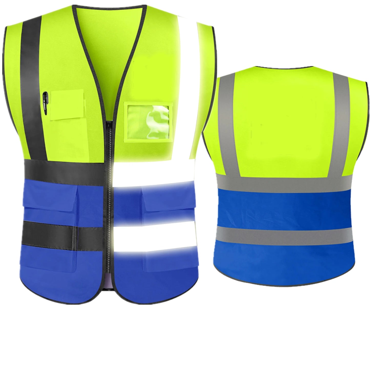 Hi Visibility Reflective Safety Vest With Reflective Strips and 5 Pockets Construction Work Uniform Vest ANSI Class 2 Standard