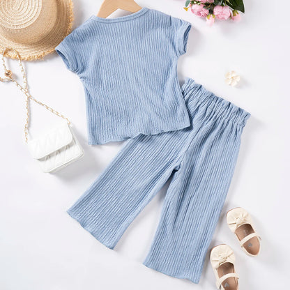 Baby Girl Summer Fashion Set Short sleeved+Long Pants