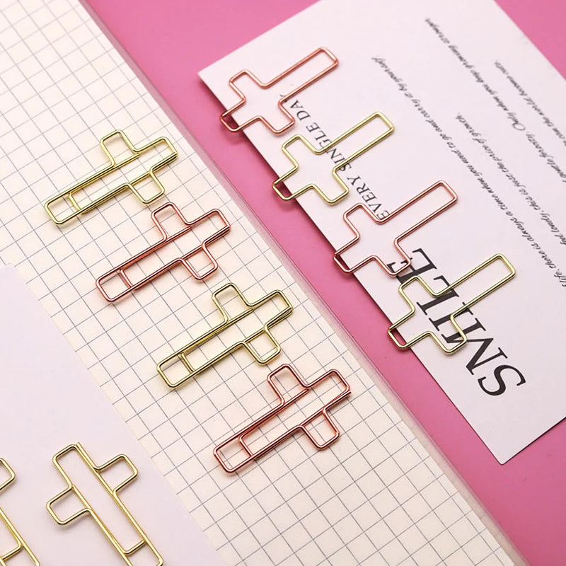 20Pcs Creative Cross Shape Paper Clips Journal Bookmarks Durable Gifts Notepad Mark Paperclip Binder Clips For Kids Students