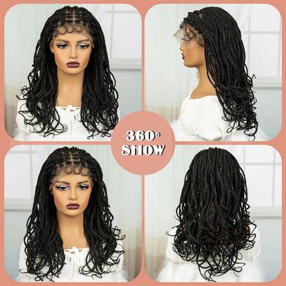 Synthetic Lace Front Braided Wigs 20inch Straight Braided Lace Wigs for Women Knotless Box Braiding Hair Wig Handmade Twist Wigs