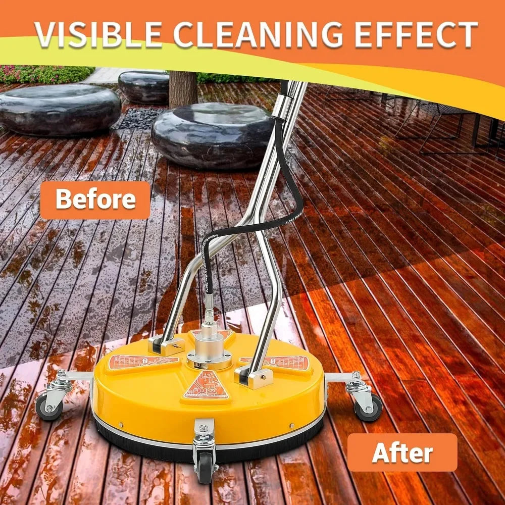 20" Pressure Washer Surface Cleaner Dual Handle,Power Washer Surface Cleaner Attachment with 4 Wheels,