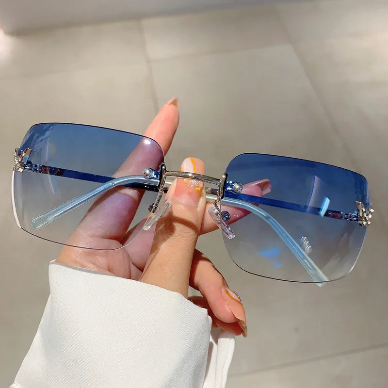 Designer Rimless Square Sunglasses