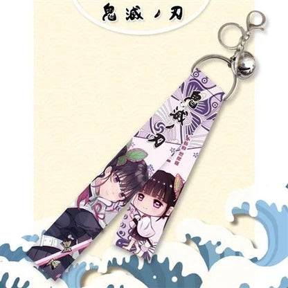 Anime Demon Slayer Kamado Tanjirou  Nezuko Cosplay Backpack hangings for students Double-sided pattern streamer key chain