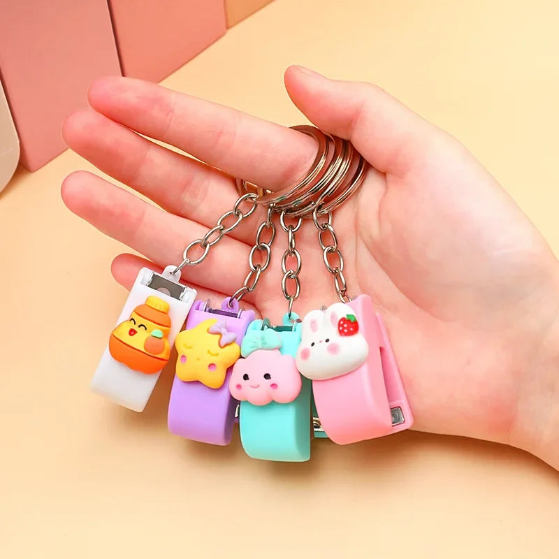 Cartoon Mini Stapler 10# Keychain Portable Stapler for Students Office School Binding Supplies