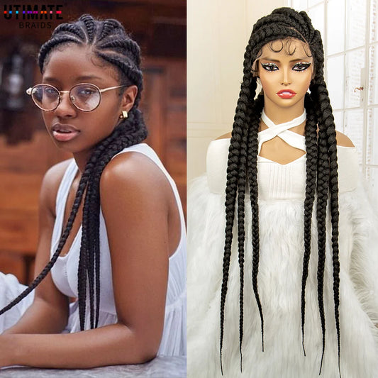 36 inches Synthetic Full Lace Wig for Black Women Braided Wig Lace Frontal Glueless Box Braids Wig Women Synthetic Braided