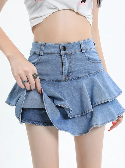 Jumpers Sexy Ruffles Women Denim Skirts