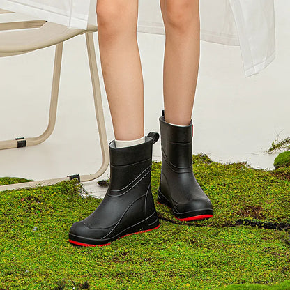 Botas de lluvia para mujer, zapatos de goma impermeables, botas de seguridad para el trabajo y el jardín, zapatos de cocina antideslizantes a prueba de aceite, botas de agua de PVC