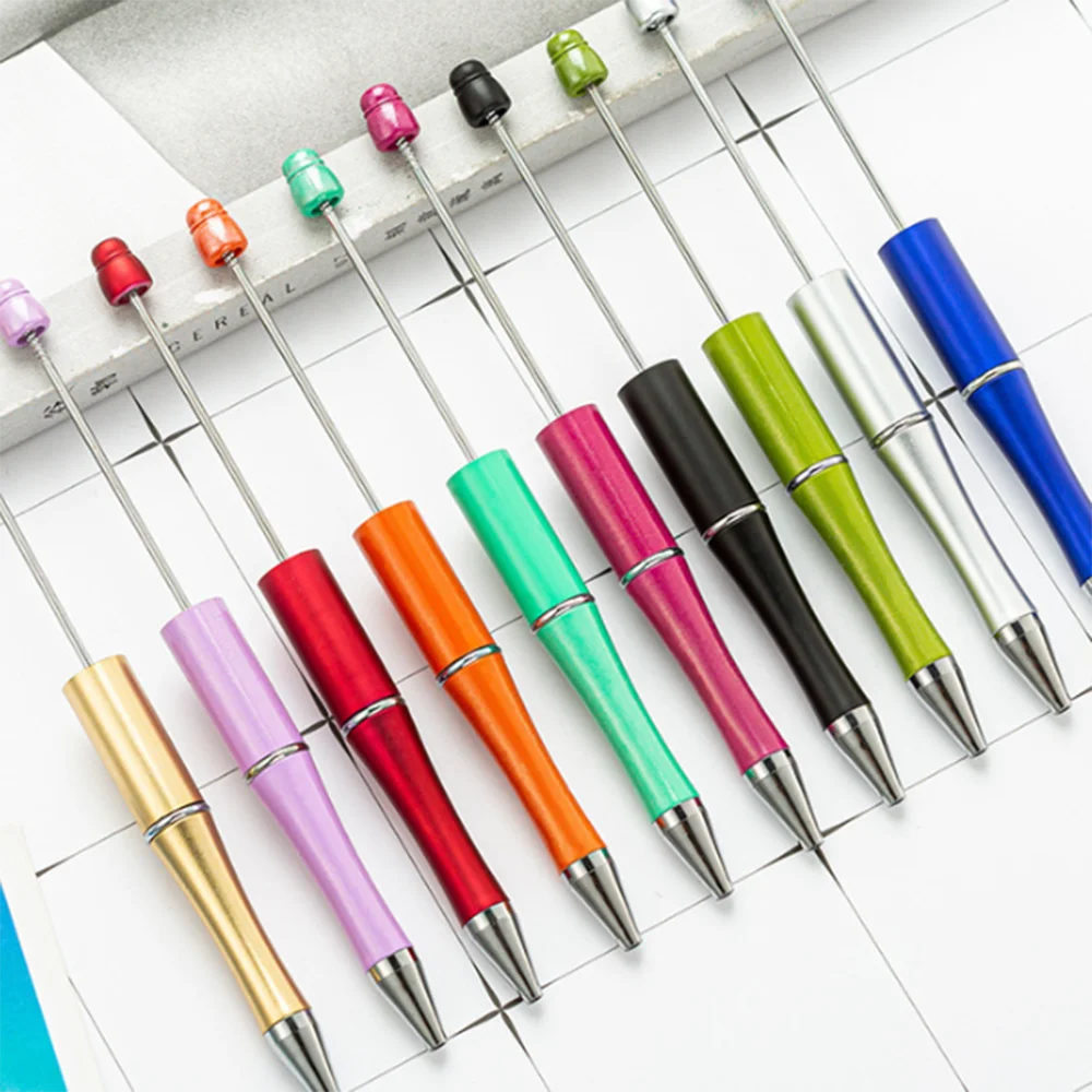 6pcs/Set Creative DIY Plastic Beaded Ballpoint Pen Printable Logo Cose Per La Scuola Pens for Writing Office Supplies