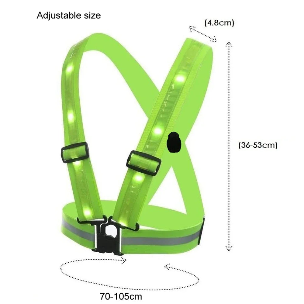 High Visibility Reflection Vest Cycling Vest Reflective Safety Belt With LED Light Night Running Cycling Walking Jogging Vests